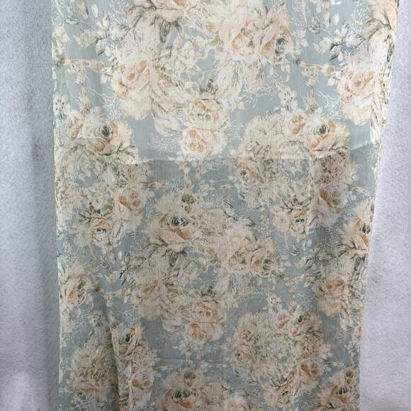 Vici x Fate Exclusive Sz L Dusty Blue Pink Peach Flowers Floral Lace Maxi Dress - Picture 3 of 11